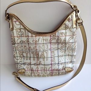 COACH Tattarsall graffiti hobo shoulder  and cross body bag